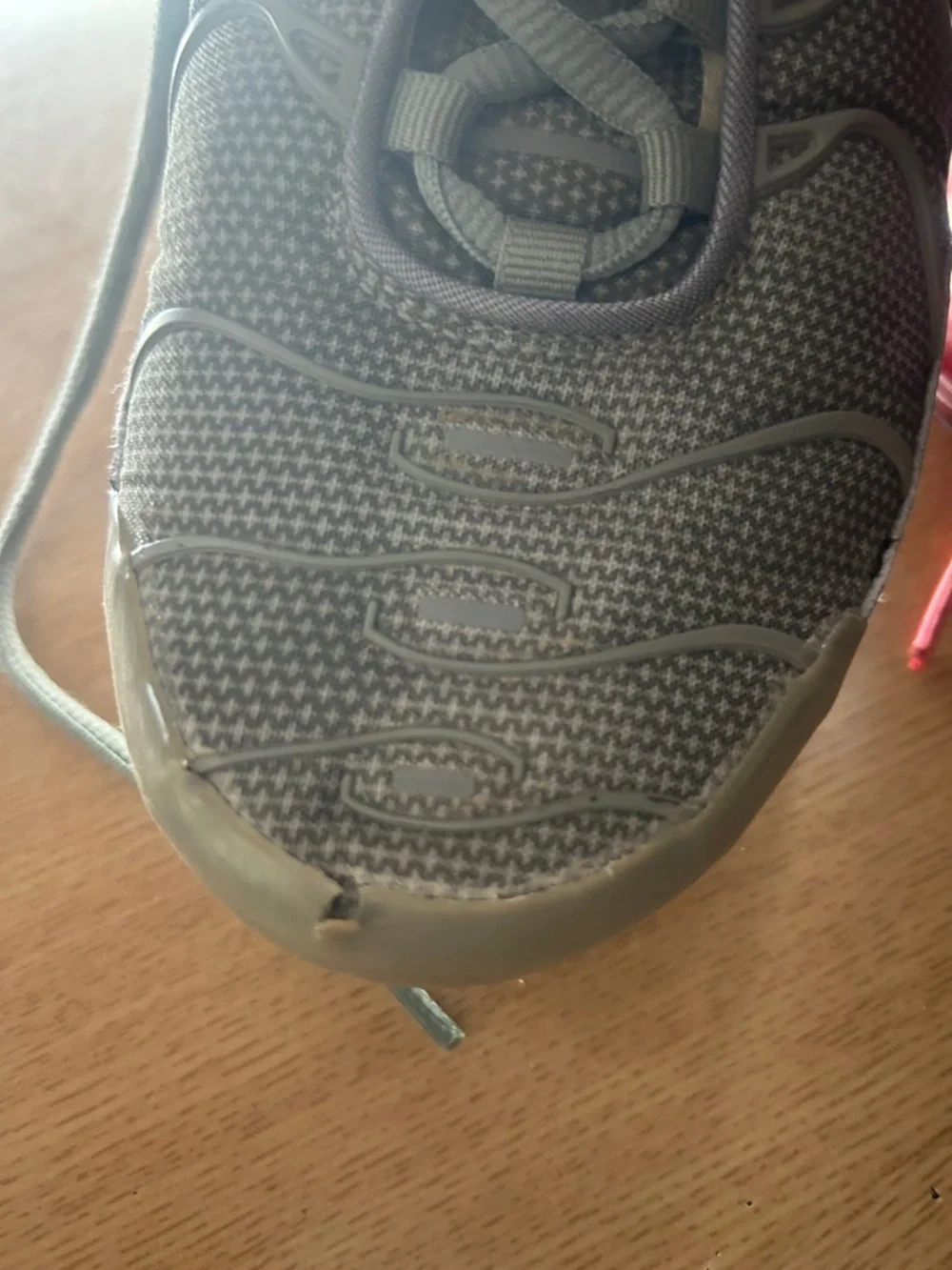Nike Kids Gray Mesh Athletic Shoes with Orange Highlights